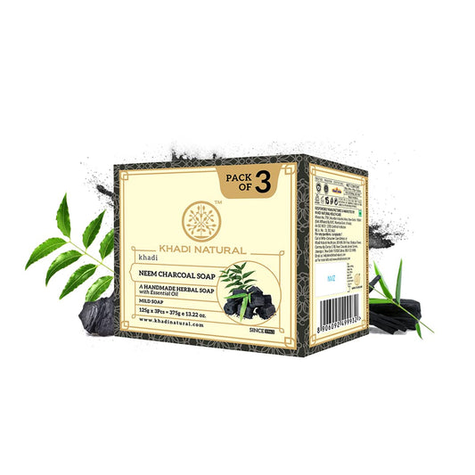 Khadi Natural Herbal Neem Charcoal Soap - Pack of 3 image 1