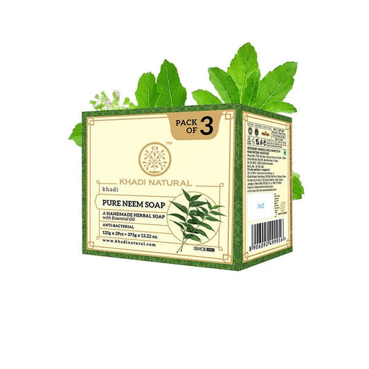 Khadi Natural Pure Neem Soap, 125g (Pack of 3) image 1