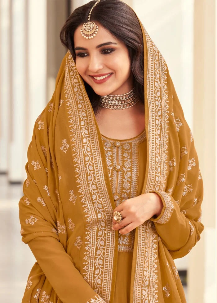 Blooming Georgette Embroidery Work Salwar Kameez Dupatta image 2
