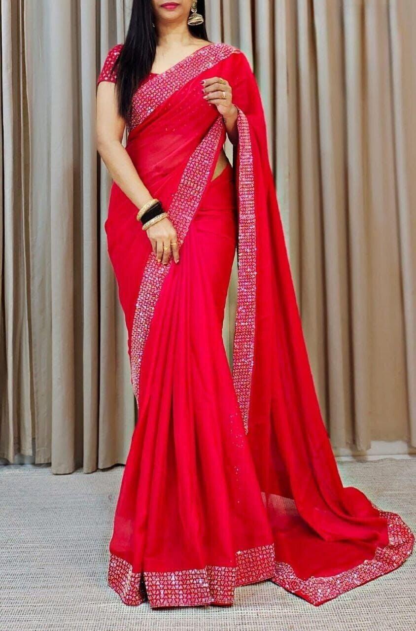 Women's Rangoli Silk Saree With Blouse image 1