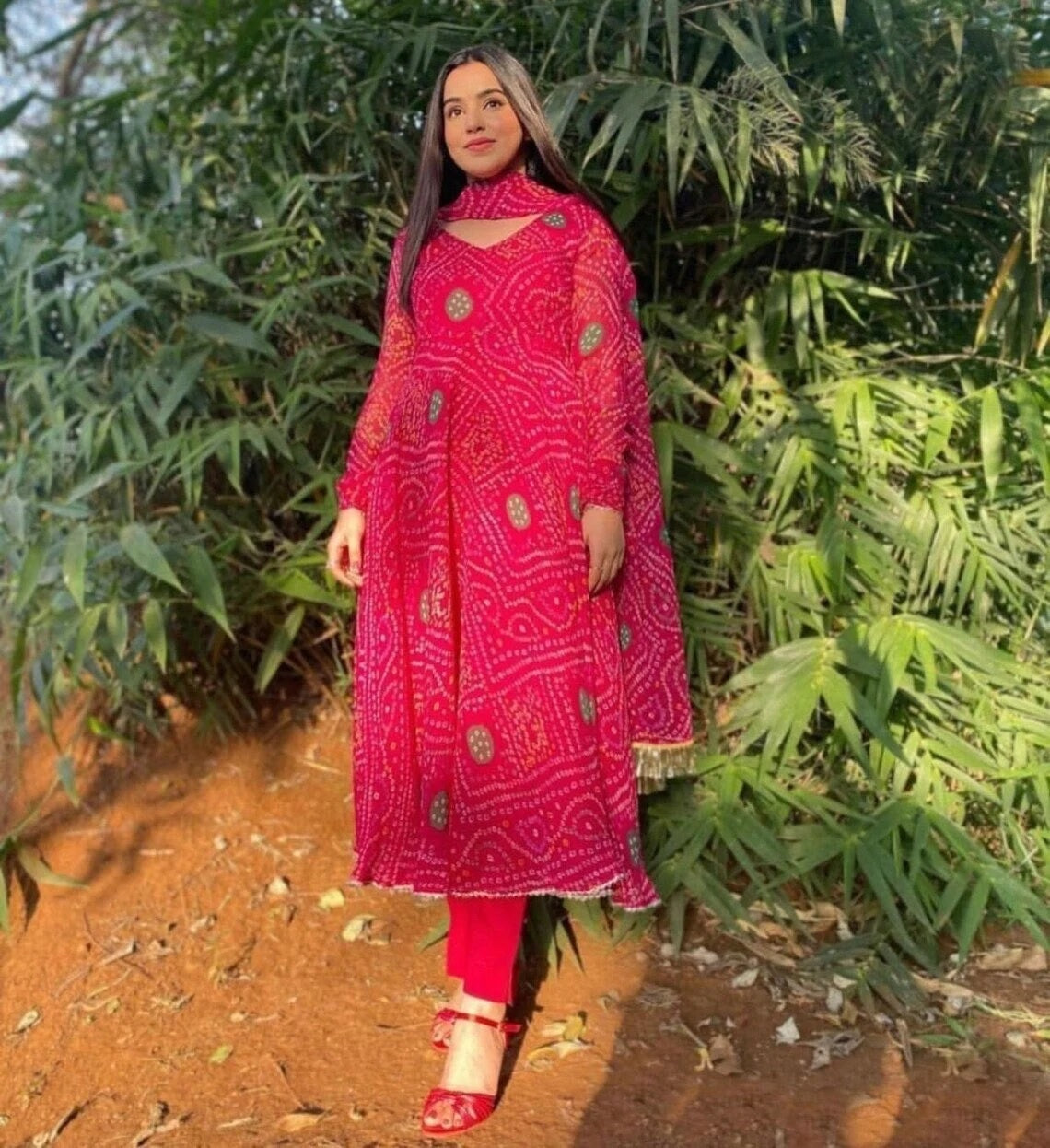 Full Stitched Heavy Georgette Dress With Dupatta image 1