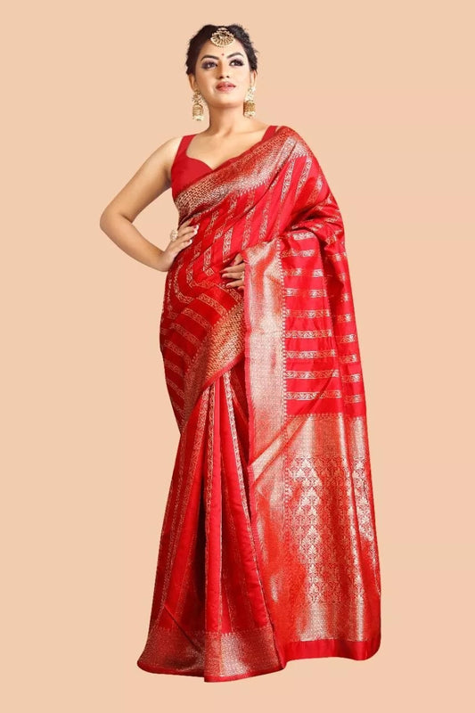Soft Lichi Silk Saree,Indian Party Wear Sari With Blouse image 1