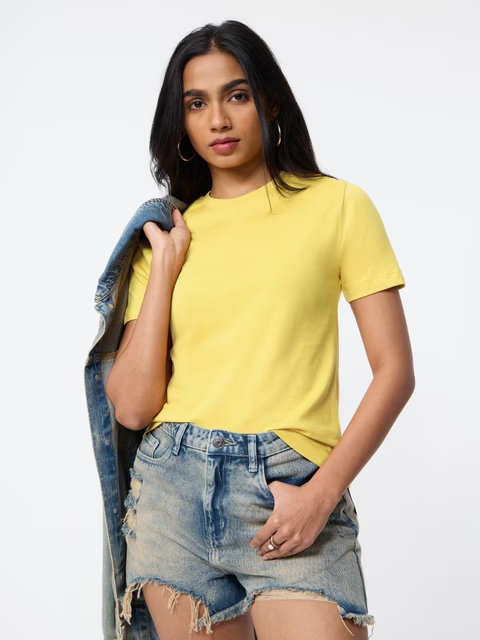 Solids: Sunny Yellow Women T-Shirts image 1