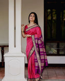Soft Lichi Silk &  Jacquard Work Saree With Blouse image 1