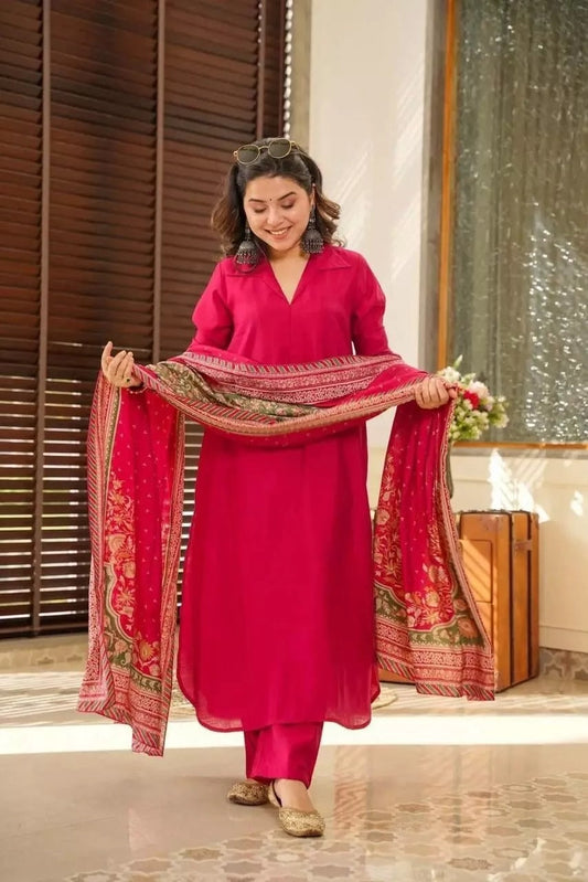Faux Georgette Kurti Bottom & Dupatta image 1