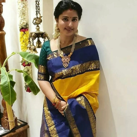 Soft Lichi Silk Designer Saree & Blouse image 1