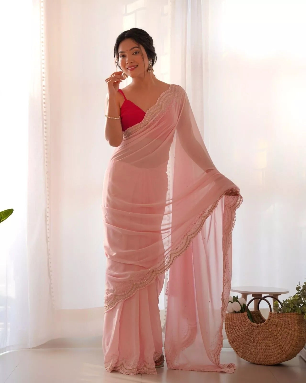 Heavy Georgette Classic Festival Saree With Blouse image 1