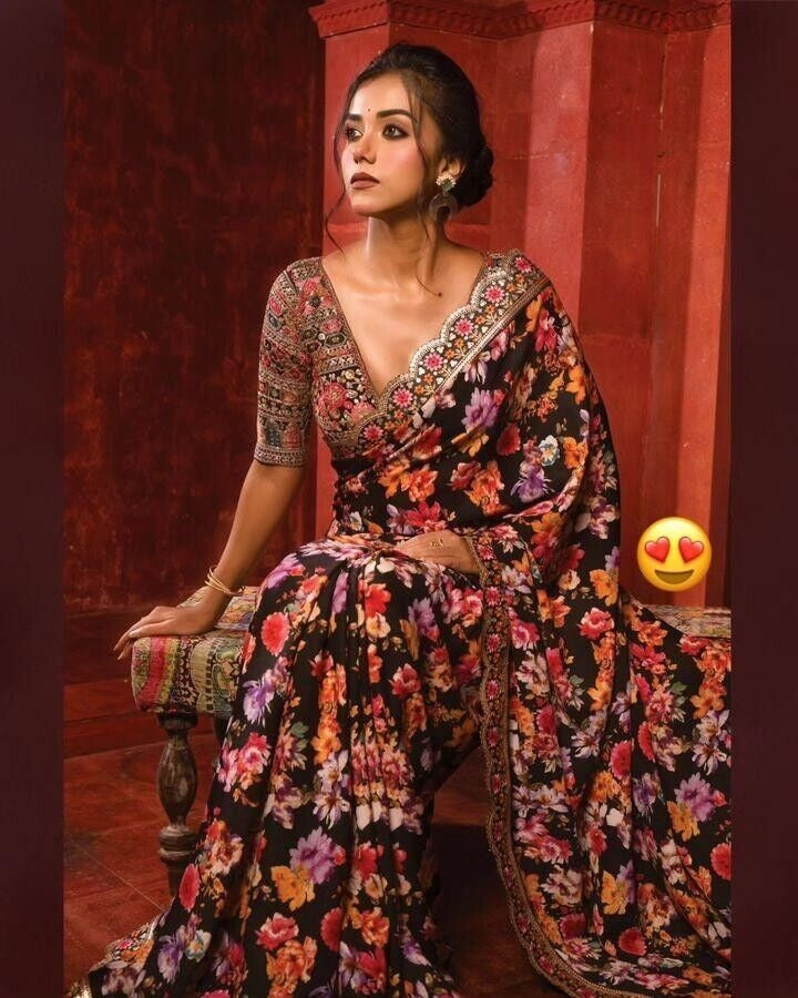 Soft Georgette Digital Print Saree image 1