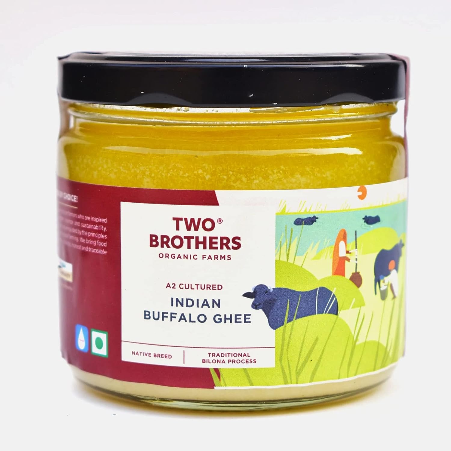 Two Brothers Organic Farms Indian Buffalo Ghee - A2 Cultured - 250 ml - Glass image 1