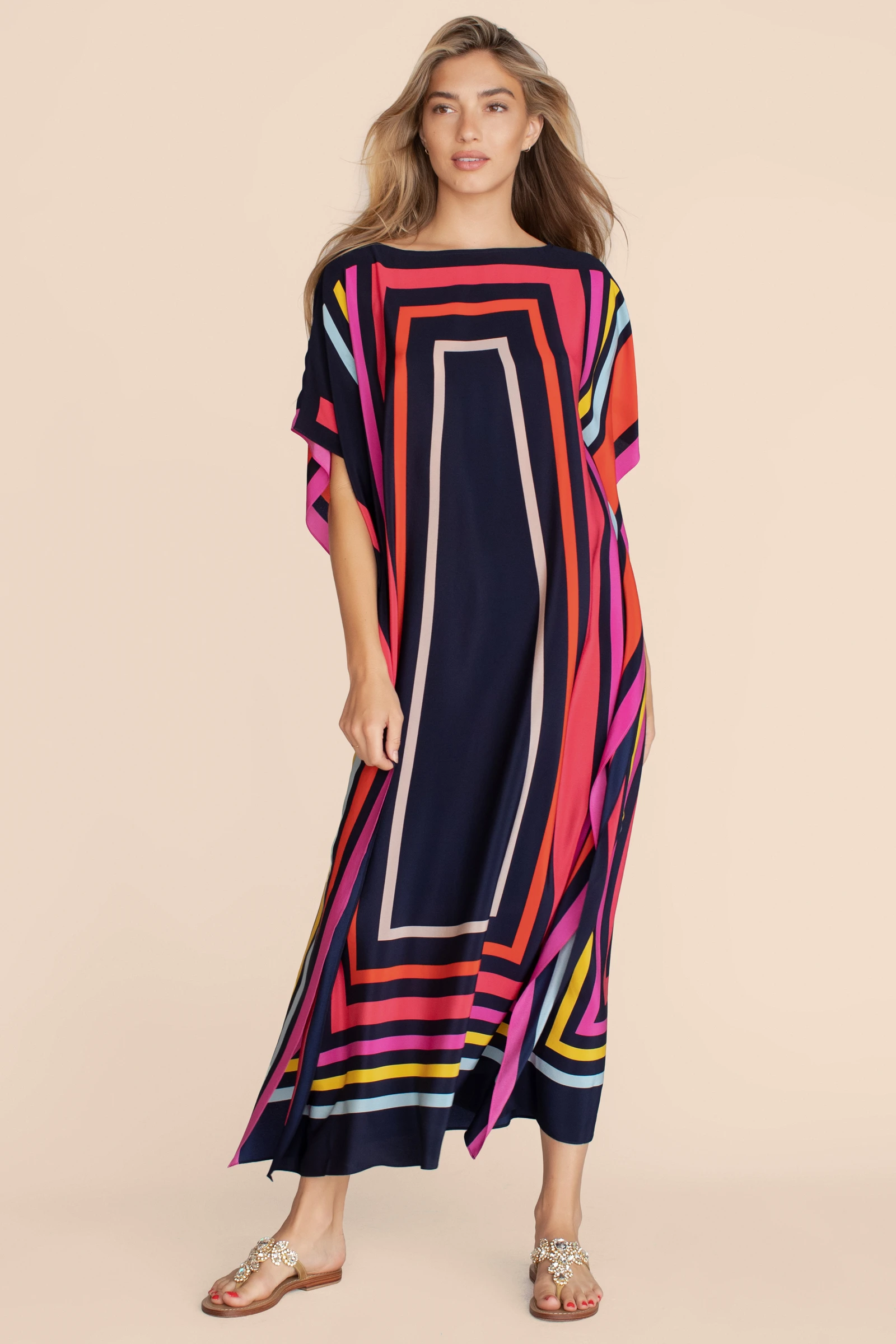Women's Soft Satin Silk Kaftan, Long Beach Wear Caftan image 1