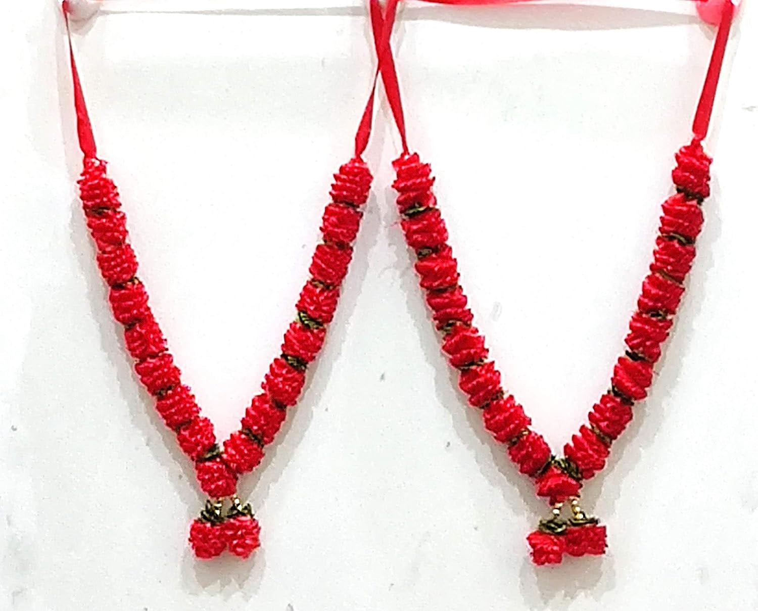 Satin Flowers Garland Red Flowers Mala Wedding Mala FG-1 image 1