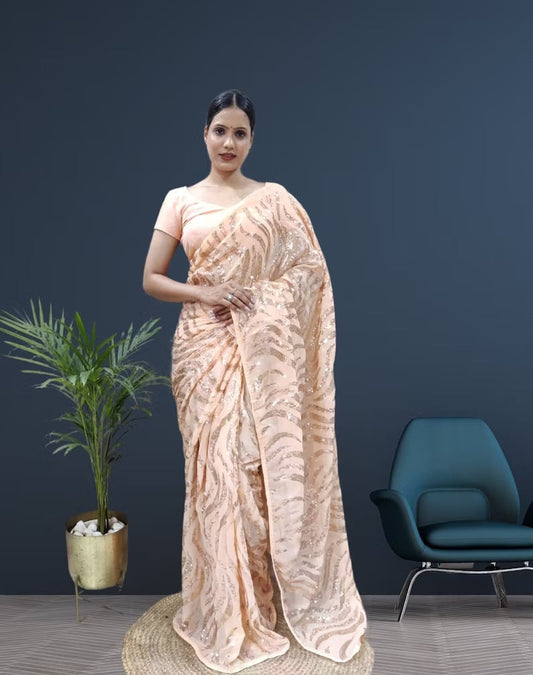 Premium Georgette Ready To Wear Saree With Blouse image 1