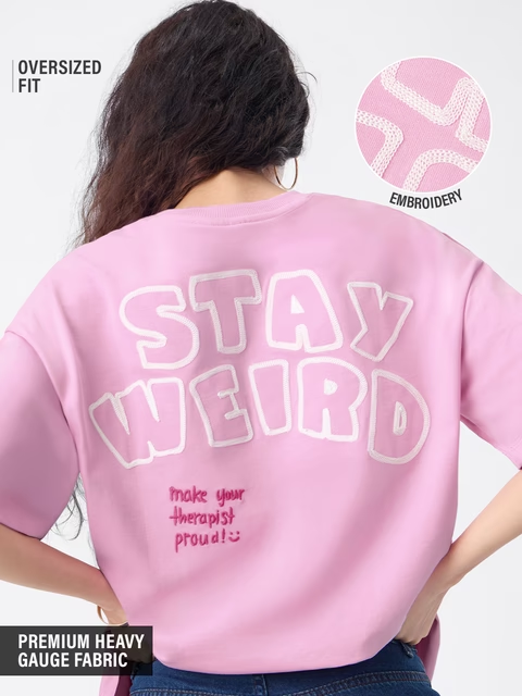 Stay Weird Women Oversized T-Shirts image 2