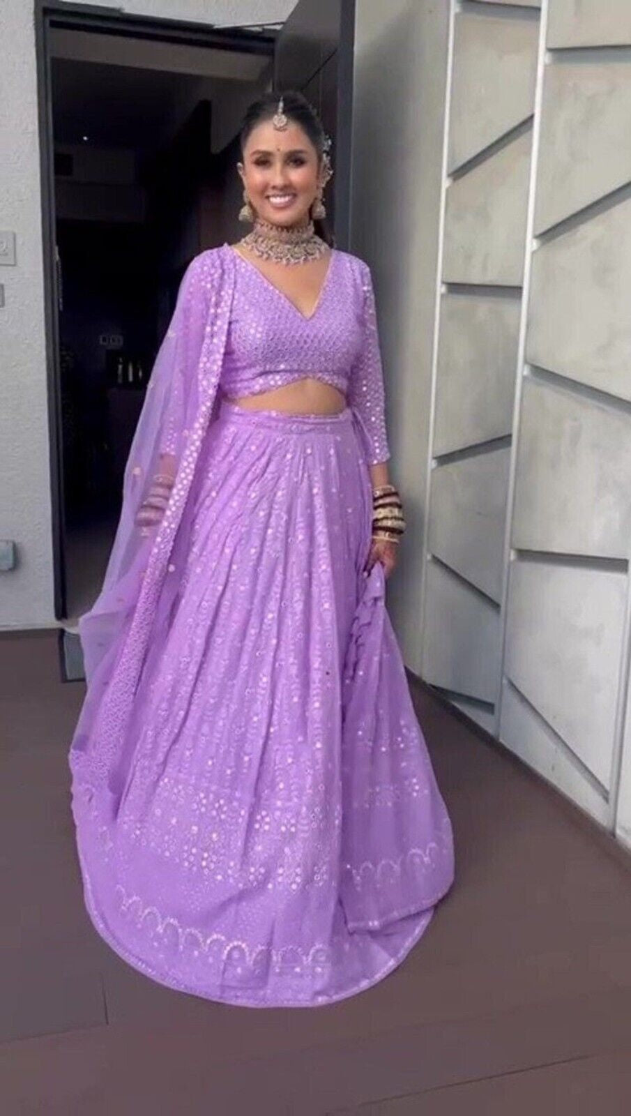 Butterfly Net With Embroidery Foil Mirror Work Lehenga Choli With Dupatta image 1
