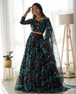 Women's Net Digital Print Lehenga Choli Indian Semi Stitched Lengha Choli 15-QRC13 image 1