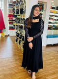 Georgette With Full Stitch With Embroidery Sleeve Work Dress image 1