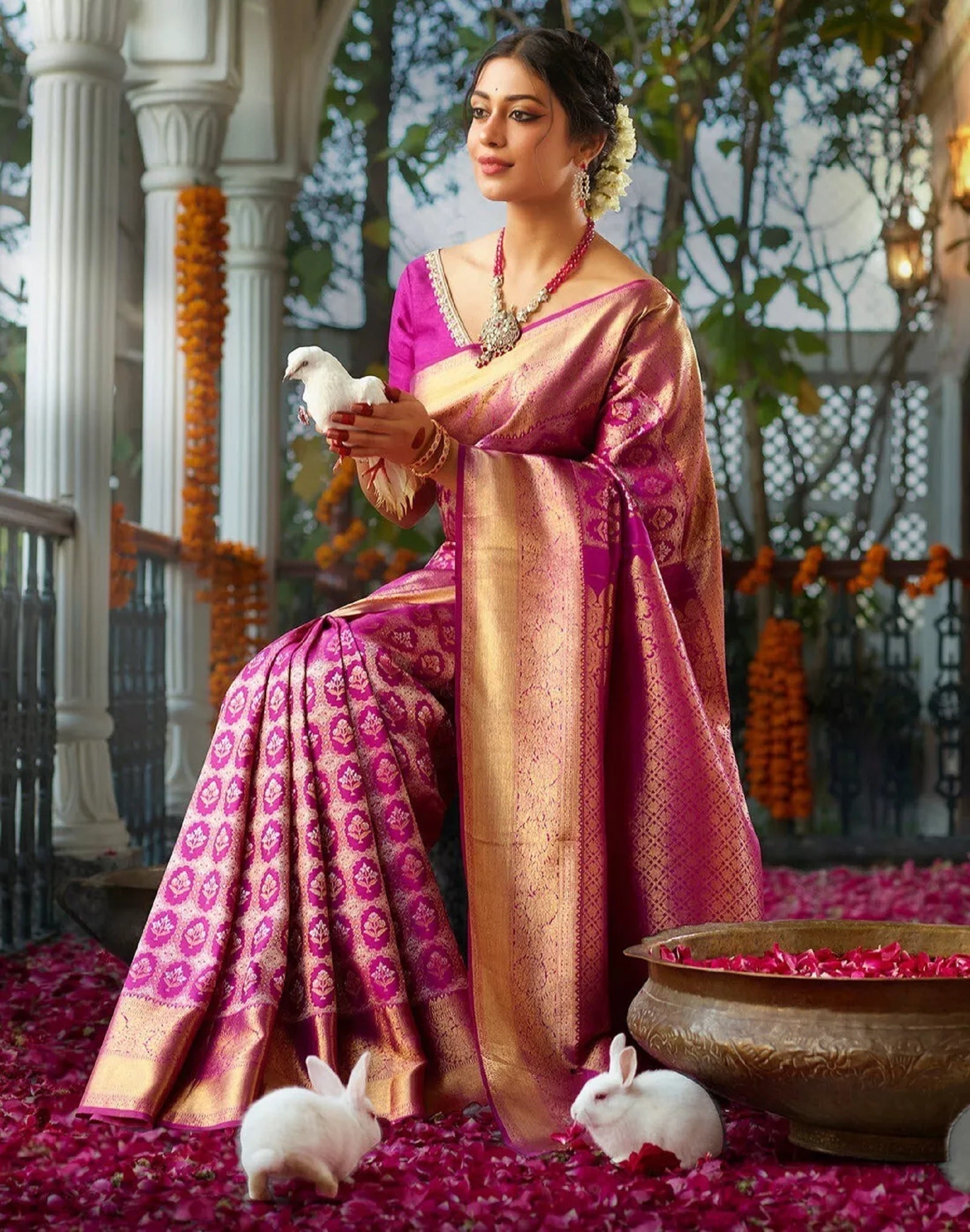 Banarasi Soft Silk Saree With Blouse image 1