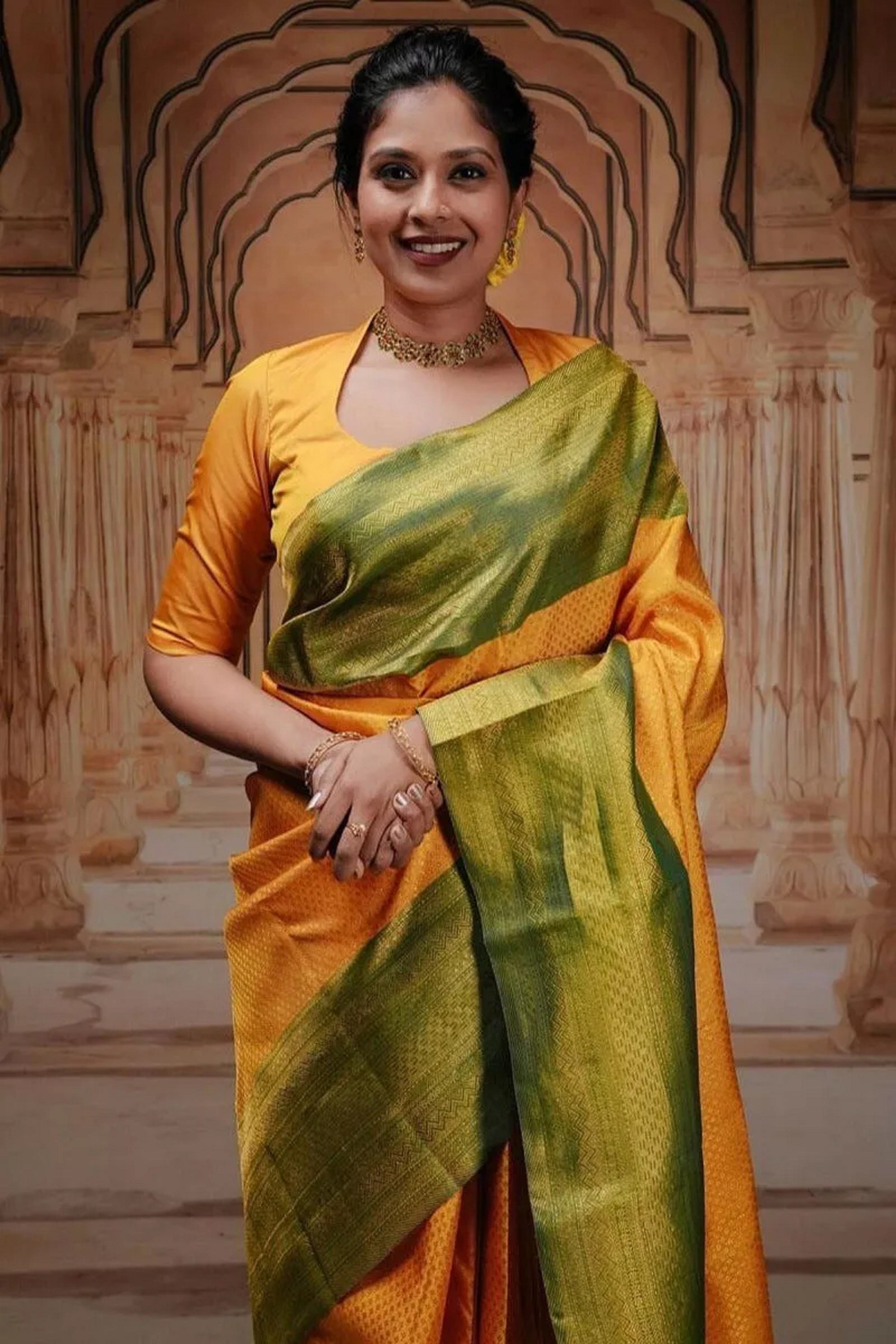 Banarasi Soft Silk Saree With Blouse image 1
