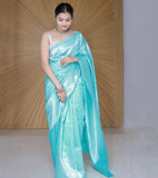 Soft Lichi Silk Saree With Unstitched Blouse image 1
