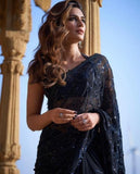 Black Color Georgette Party wear Saree image 2
