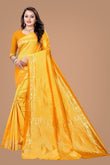 Yellow Color Soft Lichi Silk Sari image 1
