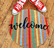 Colorful Welcome Printed Round Shaped Natural Coir Entrance Door Mat MR-1 image 1