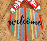 Colorful Welcome Printed Round Shaped Natural Coir Entrance Door Mat MR-1 image 1