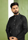 Black Banglori Silk Embroidery sequence work Men's Kurta Pajama image 2