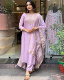 Viscose With Chanderi Embroidery Work Kurta Pant With Dupatta image 1