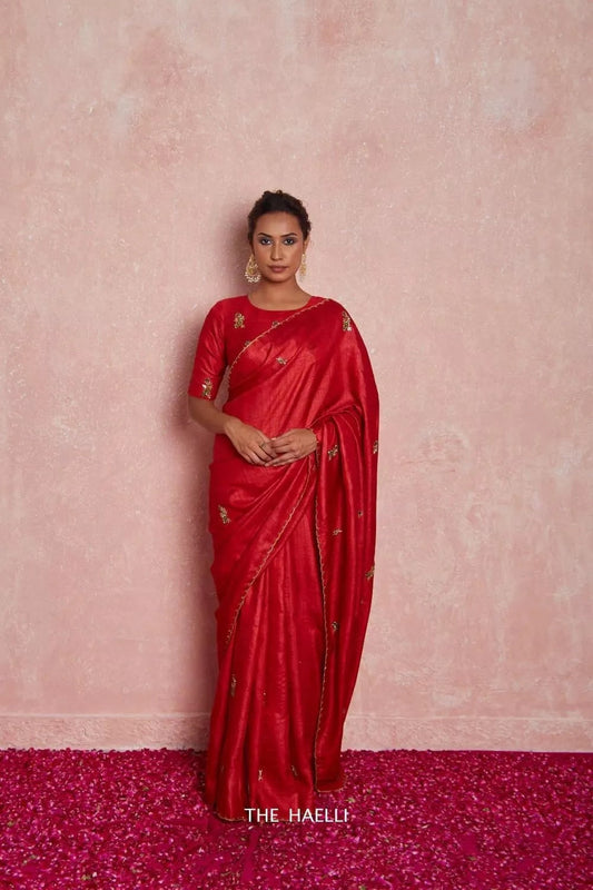 Rich Dola Cutdana Border With Rich Butta Work Saree&Blouse image 1