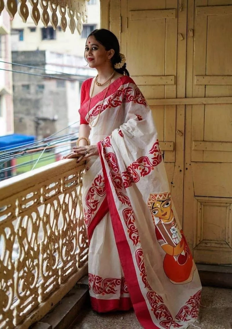 Wedding Wear Banarasi Soft Silk Saree & Blouse image 1