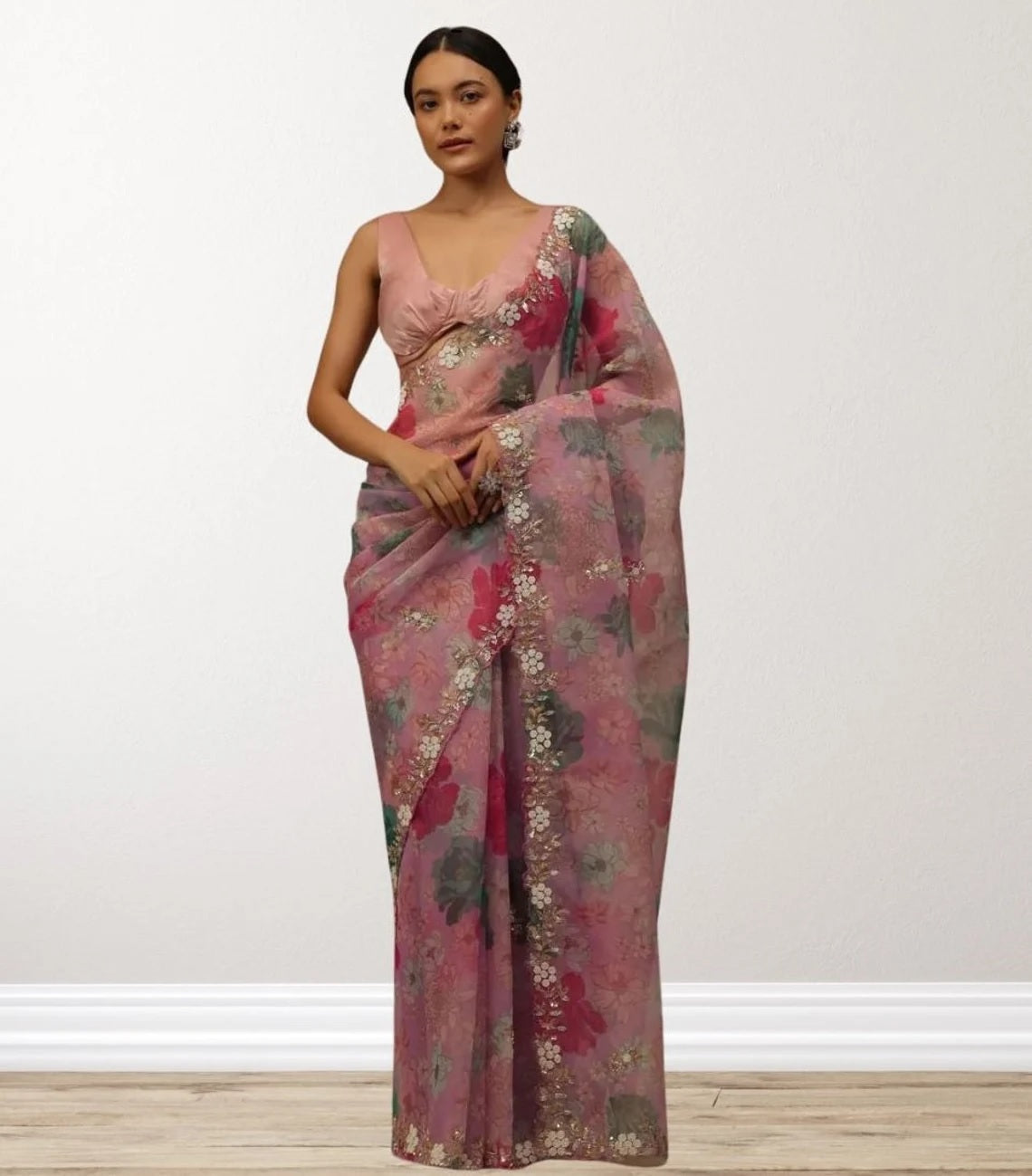 Soft Tabby Organza Saree With Blouse image 1