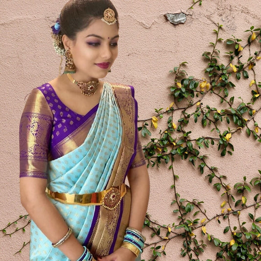 Soft Lichi Silk & Jacquard Work Saree With Blouse image 1
