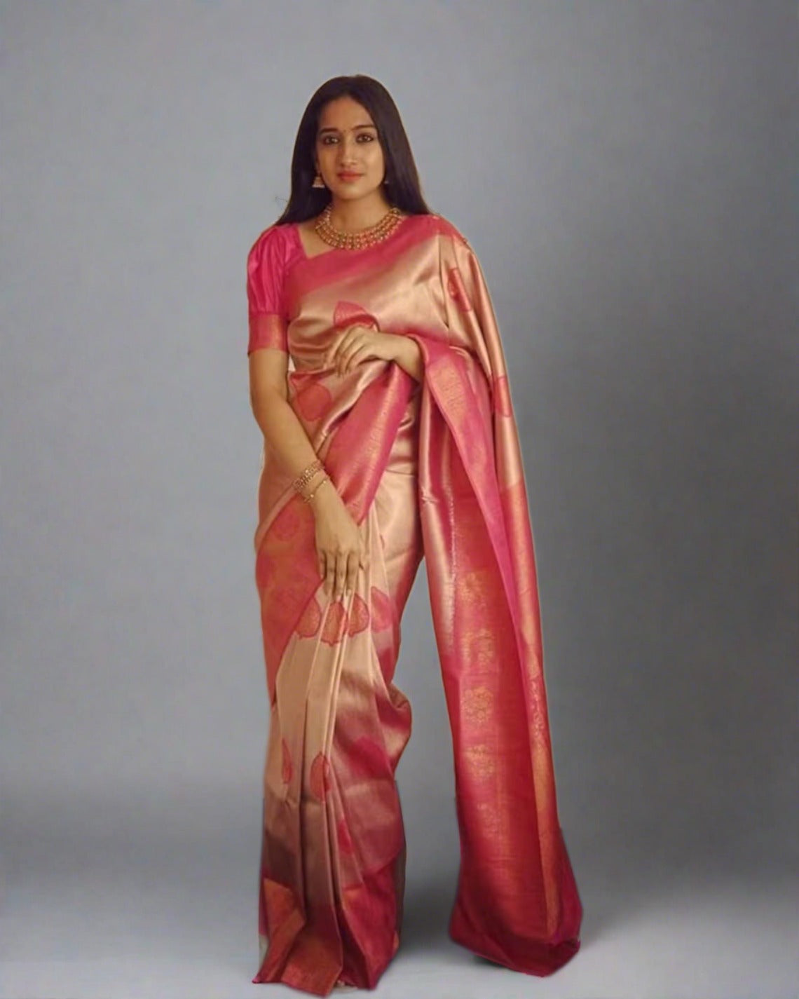 Wedding Wear Bollywood Ethnic Fancy Soft Lichi Silk Saree With Blouse image 1