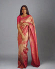 Wedding Wear Bollywood Ethnic Fancy Soft Lichi Silk Saree With Blouse image 1