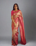 Wedding Wear Bollywood Ethnic Fancy Soft Lichi Silk Saree With Blouse image 1