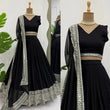Black American Silk Lehenga Blouse & Dupatta For Women's image 1