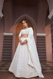 Georgette With Lucknowi Sequence Work Lengha Blouse & Dupatta image 1