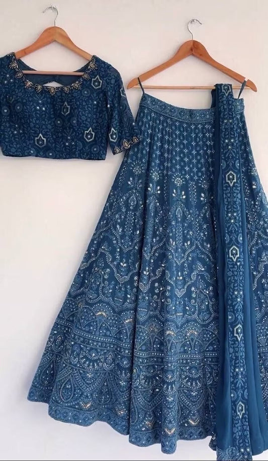 Heavy Silk Embroidery Work Lehenga Blouse With Dupatta image 1