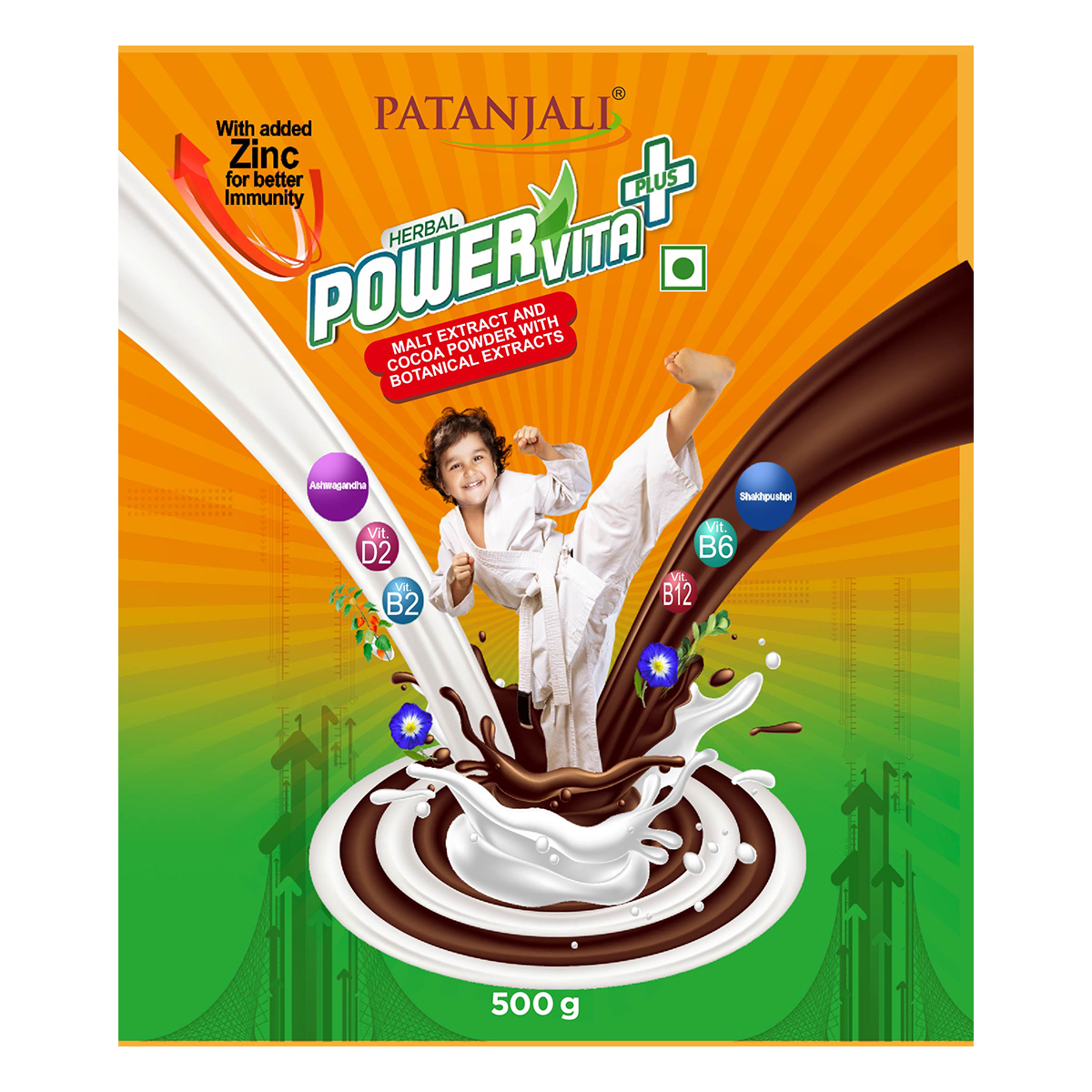 Patanjali Herbal Powervita Powder Plus Refill Pack - 500Gm image 1