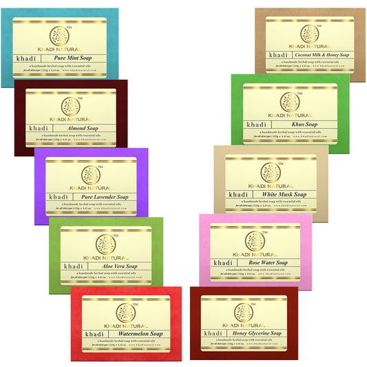 Khadi Natural Handmade Herbal Soap Combo Assorted Natural Soap Gift Set, Enriched With Essential Oils, 125 G (Pack Of 10) image 1