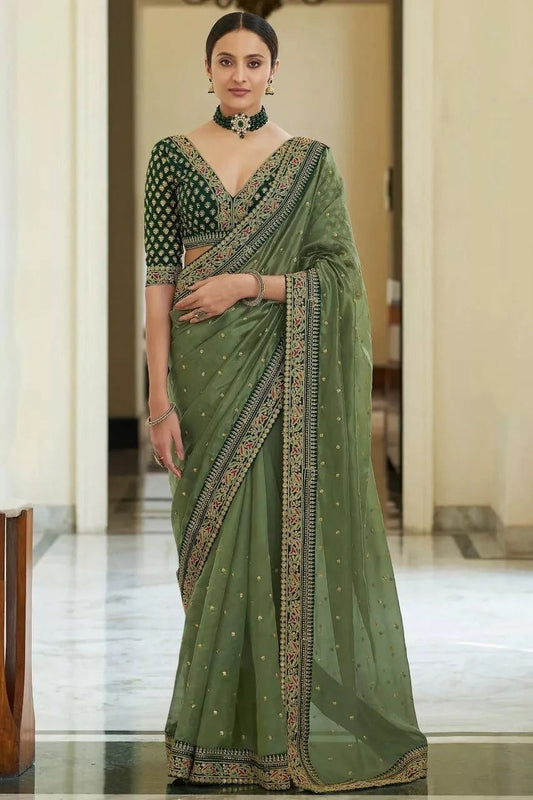 Royal Soft Organza With Heavy Embroidery Work Saree & Blouse image 1