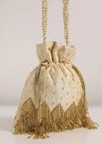 Designer Cream White Potli Bag image 1