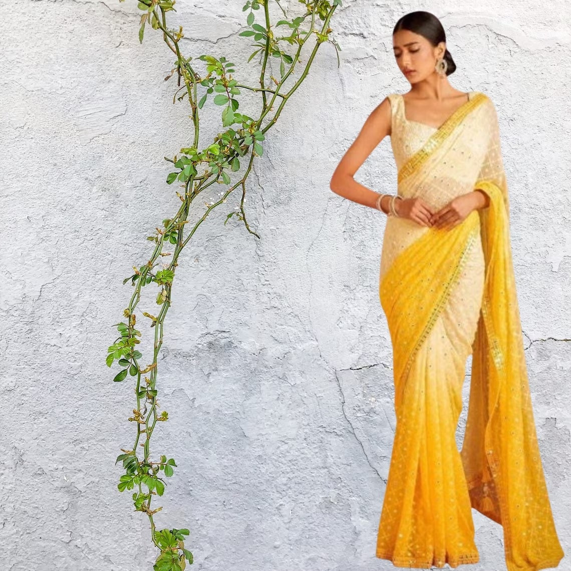 Soft Georgette 7 MM Embroidery Heavy Sequence Work Saree Blouse image 1