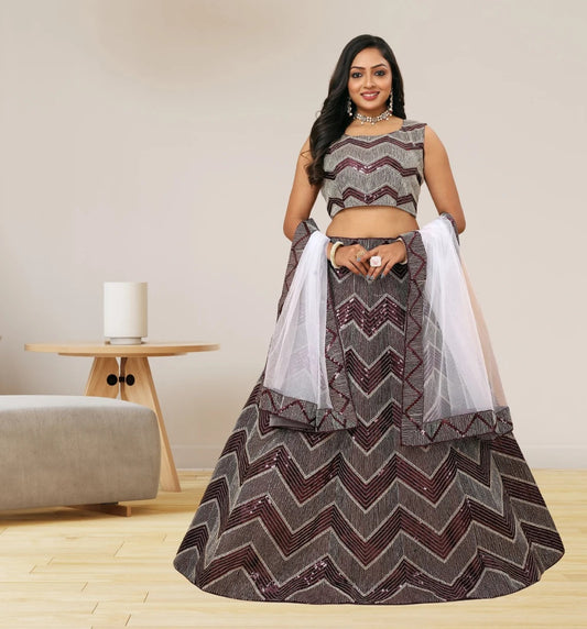 Premium Satin Silk & Heavy Sequence Work  Lehenga Choli image 1