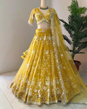 Soft Net Thread Sequence Work Lehenga Blouse Dupatta image 1