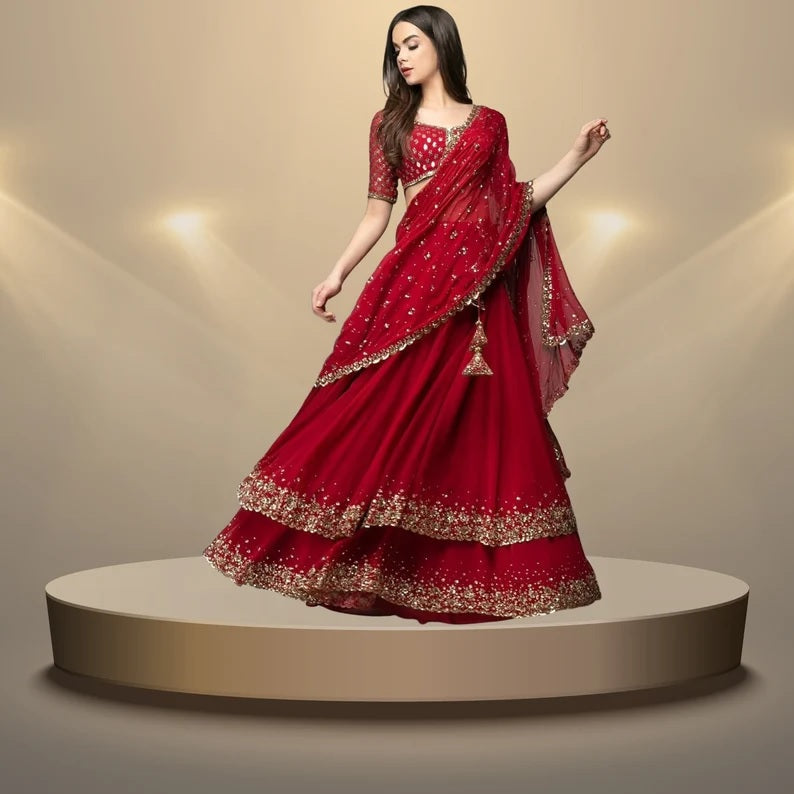Premium Georgette & Embroidered Designer Lehenga Choli With Dupatta image 1