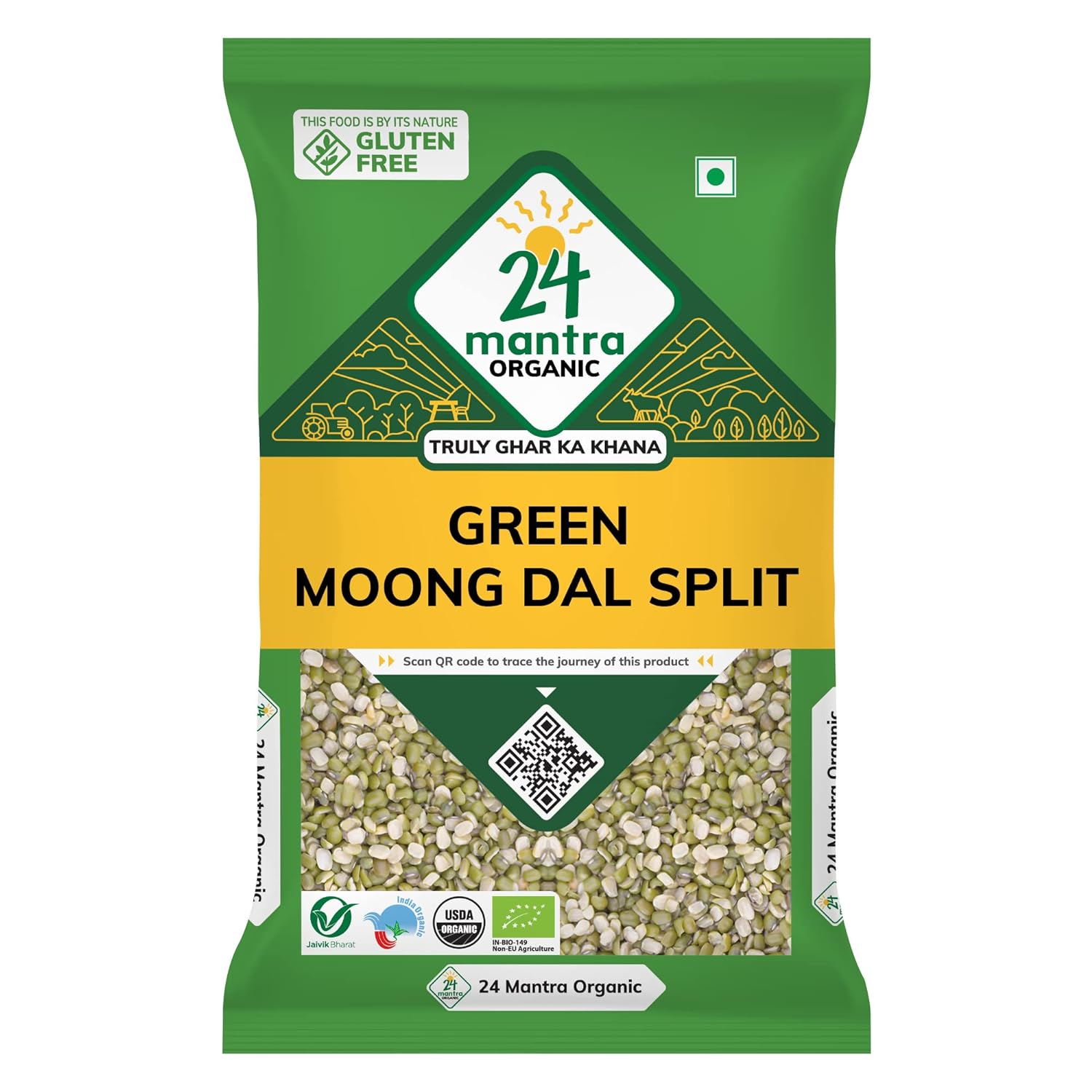 24 Mantra Organic Green Split Moong Dal - 500 gm image 1