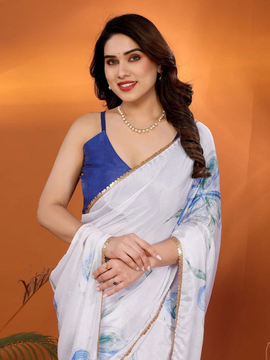 Chinon Chiffon Saree With Blouse image 1
