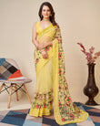 Soft Net With Embroidery Design Work Saree With Blouse image 1